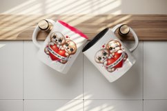 Watercolor cute dog puppy red heart Happy Valentine Day greeting quote print 20oz tumbler skinny mug wrap clipart t-shirt sublimation printable design