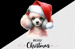 Watercolor cute dog puppy Santa hat Merry Christmas greeting quote print 20 oz tumbler skinny mug wrap clipart t-shirt sublimation printable design