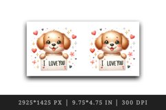 Watercolor cute dog puppy sparkle heart I Love You quote Valentine Day print 20oz tumbler skinny mug wrap clipart t-shirt sublimation printable design