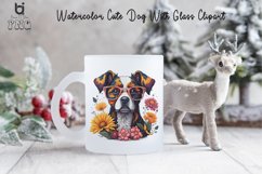 Watercolor Cute Dog With Glass Clipart, Dog Mug Design Product Image 3