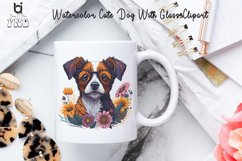 Watercolor Cute Dog With Glass Clipart, Dog Mug Design Product Image 4