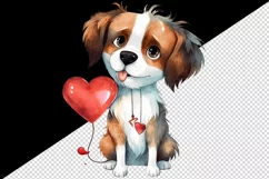 Watercolor cute dog with heart animal love Valentines Day print 20 oz tumbler skinny mug wrap clipart t-shirt sublimation printable design