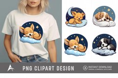 Watercolor Cute Dogs Sleep on Moon Clipart Product Image 1