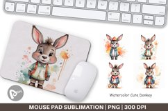 Mouse Pad Watercolor Cute Donkey Product Image 1