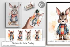 Digital Paper Watercolor Cute Donkey Product Image 1