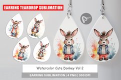 Earring Teardrop Watercolor Cute Donkey Product Image 1
