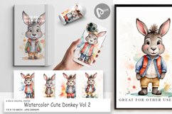 Digital Paper Watercolor Cute Donkey Product Image 1