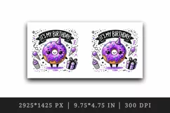 Watercolor cute donut neon purple glaze and sparkles It My Birthday quote print tumbler skinny mug wrap clipart t-shirt sublimation printable design