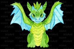 Watercolor Cute Dragon Clipart - Sublimation Design PNG Product Image 2