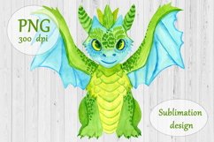 Watercolor Cute Dragon Clipart - Sublimation Design PNG Product Image 1