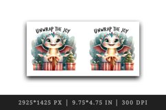 Watercolor cute dragon gift box present Unwrap the Joy Christmas quote print 20oz tumbler skinny mug wrap clipart t-shirt sublimation printable design