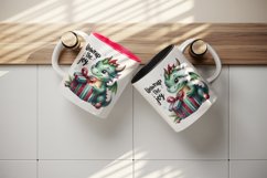 Watercolor cute dragon gift box present Unwrap the Joy Christmas quote print 20oz tumbler skinny mug wrap clipart t-shirt sublimation printable design