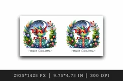 Watercolor cute dragon gift box wreath baubles Merry Christmas quote print 20 oz tumbler skinny mug wrap clipart t-shirt sublimation printable design