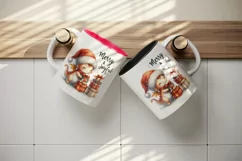 Watercolor cute dragon gift Santa hat Merry Joyful Christmas quote print 20 oz tumbler skinny mug wrap clipart t-shirt sublimation printable design
