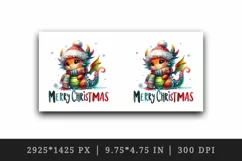 Watercolor cute dragon hat scarf Merry Christmas greeting quote print 20 oz tumbler skinny mug wrap clipart t-shirt sublimation printable design