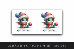 Watercolor cute dragon hat scarf Merry Christmas greeting quote print 20 oz tumbler skinny mug wrap clipart t-shirt sublimation printable design