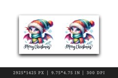 Watercolor cute dragon hat scarf Merry Christmas greeting quote print 20 oz tumbler skinny mug wrap clipart t-shirt sublimation printable design