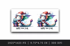 Watercolor cute dragon present gift box Happy New Year greeting quote print 20 oz tumbler skinny mug wrap clipart t-shirt sublimation printable design