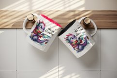 Watercolor cute dragon scarf snowflakes Merry Christmas greeting quote print 20oz tumbler skinny mug wrap clipart t-shirt sublimation printable design