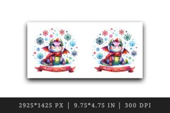 Watercolor cute dragon scarf snowflakes Merry Christmas greeting quote print 20oz tumbler skinny mug wrap clipart t-shirt sublimation printable design
