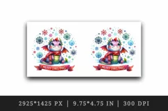 Watercolor cute dragon scarf snowflakes Merry Christmas greeting quote print 20oz tumbler skinny mug wrap clipart t-shirt sublimation printable design
