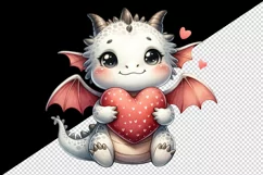 Watercolor cute dragon wings hugging heart pillow love Valentine Day print 20 oz tumbler skinny mug wrap clipart t-shirt sublimation printable design