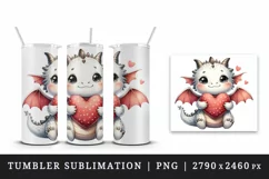 Watercolor cute dragon wings hugging heart pillow love Valentine Day print 20 oz tumbler skinny mug wrap clipart t-shirt sublimation printable design