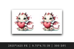 Watercolor cute dragon wings hugging heart pillow love Valentine Day print 20 oz tumbler skinny mug wrap clipart t-shirt sublimation printable design