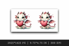Watercolor cute dragon wings hugging heart pillow love Valentine Day print 20 oz tumbler skinny mug wrap clipart t-shirt sublimation printable design