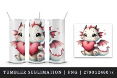 Watercolor cute dragon wings hugging heart pillow love Valentine Day print 20 oz tumbler skinny mug wrap clipart t-shirt sublimation printable design