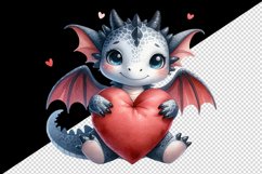Watercolor cute dragon wings hugging heart pillow love Valentine Day print 20 oz tumbler skinny mug wrap clipart t-shirt sublimation printable design