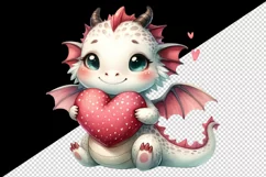 Watercolor cute dragon wings hugging heart pillow love Valentine Day print 20 oz tumbler skinny mug wrap clipart t-shirt sublimation printable design