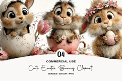 Watercolor Cute Easter Bunny Clipart Product Image 1