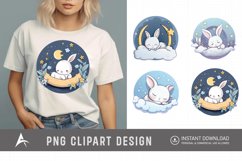 Watercolor Cute Easters Sleep on Moon Clipart Product Image 1
