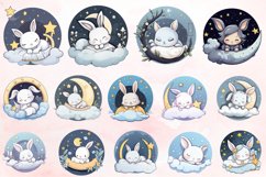 Watercolor Cute Easters Sleep on Moon Clipart Bundle Product Image 2
