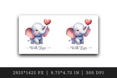 Watercolor cute elephant heart on trunk With Love quote Valentine Day print 20 oz tumbler skinny mug wrap clipart t-shirt sublimation printable design