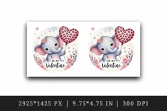 Watercolor cute elephant holding heart balloon Valentines Day quote love print tumbler skinny mug wrap clipart t-shirt sublimation printable design