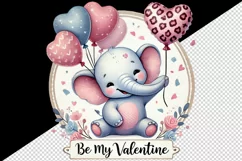 Watercolor cute elephant holding heart balloon Valentines Day quote love print tumbler skinny mug wrap clipart t-shirt sublimation printable design