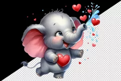 Watercolor cute elephant water droplets hearts Love Valentine Day print 20 oz tumbler skinny mug wrap clipart t-shirt sublimation printable design