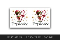 Watercolor cute elf candy cane stars Merry Christmas greeting quote print 20 oz tumbler skinny mug wrap clipart t-shirt sublimation printable design