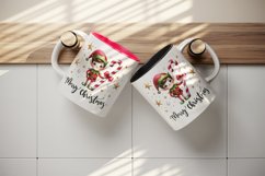 Watercolor cute elf candy cane stars Merry Christmas greeting quote print 20 oz tumbler skinny mug wrap clipart t-shirt sublimation printable design
