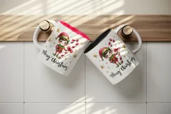 Watercolor cute elf candy cane stars Merry Christmas greeting quote print 20 oz tumbler skinny mug wrap clipart t-shirt sublimation printable design