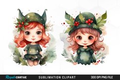 Watercolor Cute Elf Clipart Bundle Product Image 2