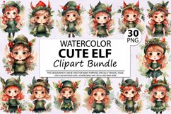 Watercolor Cute Elf Clipart Bundle Product Image 1