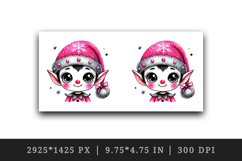 Watercolor cute elf pink Santa hat smile Christmas New Year winter print 20 oz tumbler skinny mug wrap clipart t-shirt sublimation printable design