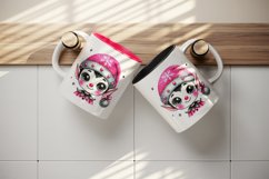 Watercolor cute elf pink Santa hat smile Christmas New Year winter print 20 oz tumbler skinny mug wrap clipart t-shirt sublimation printable design
