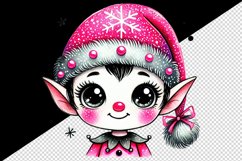 Watercolor cute elf pink Santa hat smile Christmas New Year winter print 20 oz tumbler skinny mug wrap clipart t-shirt sublimation printable design