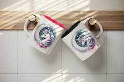 Watercolor cute endearing unicorn twinkling stars mane crescent moon print 20 oz tumbler skinny mug wrap clipart t-shirt sublimation printable design