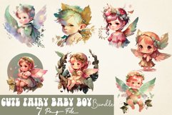 watercolor Cute Fairy Baby Boy Sublimation Bundle, 7 PNG Product Image 1