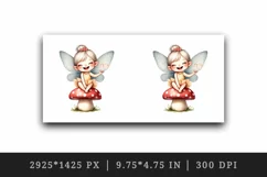 Watercolor cute fairy with wings sitting on mushroom laughing pixie dust print tumbler skinny mug wrap clipart t-shirt sublimation printable design